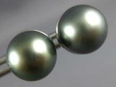 ESTATE .15CT DIAMOND & AAA TAHITAIN PEARL 14KT WHITE GOLD ETOILE STUD EARRINGS