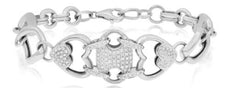 .95CT DIAMOND 18KT WHITE GOLD 3D MULTI HEART OVAL PAVE GEOMETRICAL LOVE BRACELET