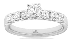 1.07CT DIAMOND 14KT WHITE GOLD 3D SOLITAIRE SEMI ETERNITY ROUND ENGAGEMENT RING