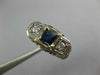 ANTIQUE .71CT OLD MINE DIAMOND & AAA SAPPHIRE 14KT WHITE GOLD 3D ART DECO RING