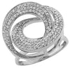 LARGE .65CT DIAMOND 14KT WHITE GOLD MULTI ROW DOUBLE CIRCULAR LOVE KNOT FUN RING