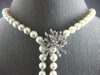 LARGE & LONG OLD MINE .50CT DIAMOND & AAA PEARL 14KT WHITE GOLD LARIAT NECKLACE
