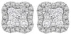 .55CT DIAMOND 14KT WHITE GOLD CLASSIC ROUND CLUSTER FLOWER SQUARE STUD EARRINGS