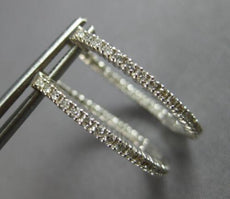 ESTATE .70CT DIAMOND 14KT WHITE GOLD 3D CLASSIC INSIDE OUT HOOP HANGING EARRINGS