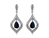 1.34CT DIAMOND & AAA SAPPHIRE 14KT WHITE GOLD PEAR SHAPE LEAF HANGING EARRINGS