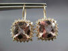 LARGE 9.84CT DIAMOND & AAA MORGANITE 14KT ROSE GOLD CUSHION CUT HANGING EARRINGS