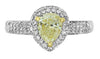 1.12CT WHITE & FANCY YELLOW DIAMOND 18KT 2 TONE GOLD PEAR SHAPE ENGAGEMENT RING