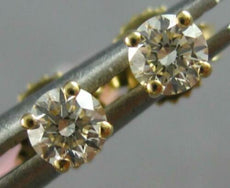 ESTATE .25CT DIAMOND 14KT YELLOW GOLD 3D CLASSIC ROUND FOUR PRONG STUD EARRINGS