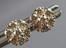 ESTATE .53CT DIAMOND 14KT ROSE GOLD 3D FLOWER SNOWFLAKE STUD EARRINGS