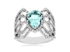 1.29CT DIAMOND & AAA AQUAMARINE 14KT WHITE GOLD PEAR SHAPE FUN ANNIVERSARY RING