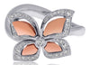 ESTATE .52CT DIAMOND 18KT ROSE & WHITE GOLD 3D BUTTERFLY LOVE RING