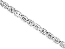 4.7CT DIAMOND 14KT WHITE GOLD CLASSIC EMERALD CUT BEZEL ETERNITY TENNIS BRACELET