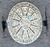 ESTATE .24CT DIAMOND 14KT WHITE GOLD 3D CLASSIC FLOWER OVAL FILIGREE FUN RING