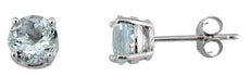 ESTATE 1.55CT AAA AQUAMARINE 14KT WHITE GOLD 3D CLASSIC ROUND STUD EARRINGS