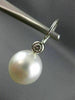 ESTATE LARGE .20CT DIAMOND & AAA SOUTH SEA PEARL 18K WHITE GOLD HANGING EARRINGS