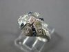 ANTIQUE ART DECO .55CT DIAMOND & AAA SAPPHIRE PLATINUM 3D ENGAGEMENT RING #27544