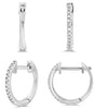 ESTATE .07CT DIAMOND 14KT WHITE GOLD CLASSIC ROUND HUGGIE HOOP HANGING EARRINGS