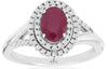 1.15CT DIAMOND & AAA RUBY 14KT WHITE GOLD OVAL & ROUND FILIGREE ENGAGEMENT RING