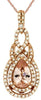 1.07CT DIAMOND & AAA MORGANITE 14KT ROSE GOLD PEAR SHAPE HALO FLOATING PENDANT