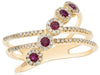 ESTATE .51CT DIAMOND & AAA RUBY 14KT YELLOW GOLD MULTI FLOWER INFINITY LOVE RING