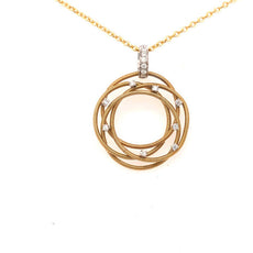 .18CT DIAMOND 18KT YELLOW GOLD ROUND MULTI ROW ETOILE CRISS CROSS FLOWER PENDANT