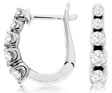 0.51CT DIAMOND 14KT WHITE GOLD 3D 5 STONE GRADUATING LEVERBACK HANGING EARRINGS