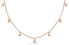 .32CT DIAMOND 14KT ROSE GOLD CLASSIC BEZEL CHANDELIER BY THE YARD LOVE NECKLACE