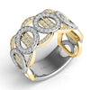 WIDE .68CT DIAMOND 14KT 2 TONE GOLD 3D ROUND MULTI CIRCULAR LOVE KNOT FUN RING