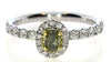 .79CT WHITE & FANCY YELLOW DIAMOND 18KT 2 TONE GOLD OVAL & ROUND ENGAGEMENT RING