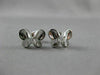 ANTIQUE .16CT DIAMOND BUTTERFLY 3D 18KT WHITE GOLD EARRINGS ELEGANT!! #9672