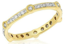 .28CT DIAMOND 18KT YELLOW GOLD 3D ROUND FILIGREE BEZEL ETERNITY ANNIVERSARY RING