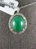 5.35CT DIAMOND & AAA CABOCHON EMERALD 14KT WHITE GOLD 3D HALO FLOATING PENDANT