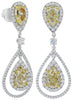 EXTRA LARGE 10.0CT WHITE & FANCY YELLOW DIAMOND 18KT WHITE GOLD HANGING EARRINGS
