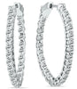 ESTATE 2CT DIAMOND 14K WHITE GOLD CLASSIC ROUND INSIDE OUT HOOP HANGING EARRINGS
