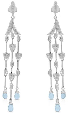 4.13CT DIAMOND & AAA BLUE TOPAZ 14K WHITE GOLD 3D ROUND MULTI BUTTERFLY EARRINGS