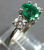 1.69CT DIAMOND & AAA EMERALD 14KT WHITE GOLD OVAL & ROUND ENGAGEMENT RING #27583