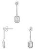 1.0CT DIAMOND 14KT WHITE GOLD 3D ROUND & BAGUETTE INVISIBLE SQUARE HALO EARRINGS