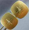 ESTATE LARGE .06CT DIAMOND 14KT YELLOW GOLD 3D STAR SNOW FLAKE SQUARE CUFF LINKS