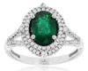 1.43CT DIAMOND & AAA EMERALD 14KT WHITE GOLD 3D OVAL DOUBLE HALO ENGAGEMENT RING
