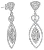 2.55CT DIAMOND 18KT WHITE GOLD DOUBLE HEART INFINITY TEAR DROP HANGING EARRINGS
