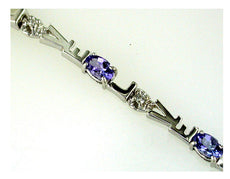 2.06CT DIAMOND & AAA TANZANITE 14KT WHITE GOLD 3D CLASSIC LOVE TENNIS BRACELET
