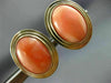 ESTATE LARGE AAA CORAL 14KT YELLOW GOLD 3D CLASSIC OVAL CLIP ON EARRINGS #25882