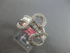 ESTATE WIDE .87CT DIAMOND 18KT WHITE GOLD ROUND & BAGUETTE HEART SHAPE LOVE RING