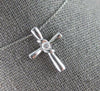 ESTATE .08CT DIAMOND 14KT WHITE GOLD 3D CLASSIC SOLITAIRE CROSS FLOATING PENDANT