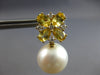 5.02CT DIAMOND & AAA YELLOW SAPPHIRE & SOUTH SEA PEARL 18K YELLOW GOLD EARRINGS