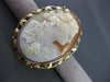 ANTIQUE LARGE 14K YELLOW & ROSE GOLD FLORAL LADY SHELL CAMEO PENDANT & PIN 22497