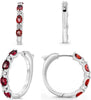 1.93CT DIAMOND & AAA RUBY 14KT WHITE GOLD OVAL & ROUND FUN HOOP HANGING EARRINGS