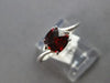 1.17CT DIAMOND & AAA GARNET 14KT WHITE GOLD 3D CUSHION & ROUND 3 STONE LOVE RING