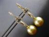 LARGE .84CT DIAMOND & AAA GOLDEN SOUTH SEA PEARL 18K WHITE GOLD HANGING EARRINGS