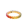 3.06CT AAA MULTI COLOR SAPPHIRE 18KT YELLOW GOLD ROUND ETERNITY ANNIVERSARY RING
